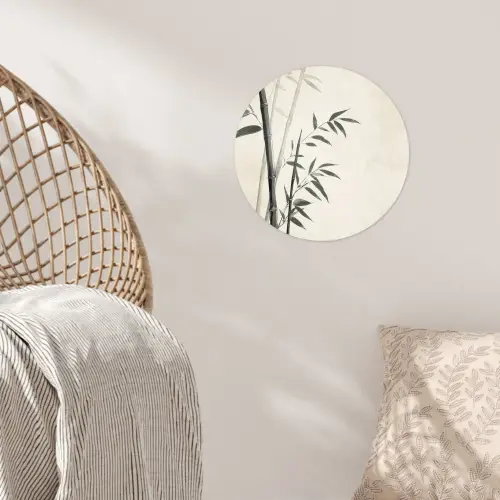 Japandi - Bamboe - Beige Wandcirkel behangsticker klein -sfeer4