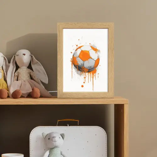 Voetbal - Abstract - Oranje - Verfspatten Light Box met kabel klein -sfeer2_kind