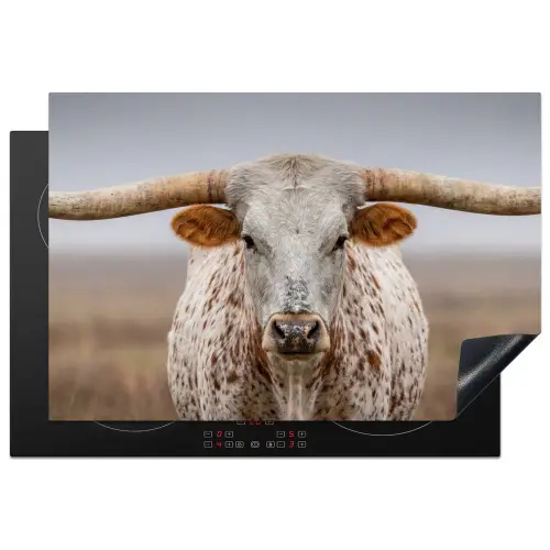 Longhorn - Grasveld - Dier Inductie beschermer vinyl 3mm klein -3d