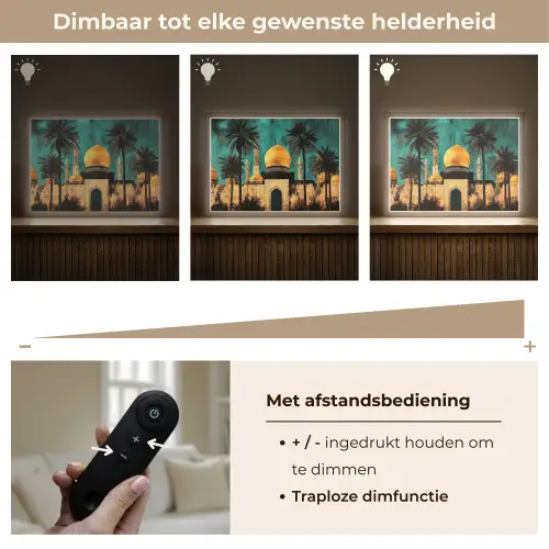 Moskee - Goud - Arabisch - Islamitische Light Box met batterij (Wandlamp) middel -USP_dimbaarNL