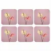 Bloemen - Anthuriums - Geel - Roze onderzetter kurk middel -3d