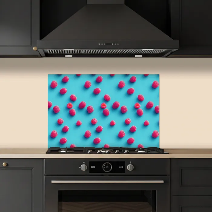 Blauw - Frambozen - Roze keuken achterwand spatscherm klein 900 -sfeer1