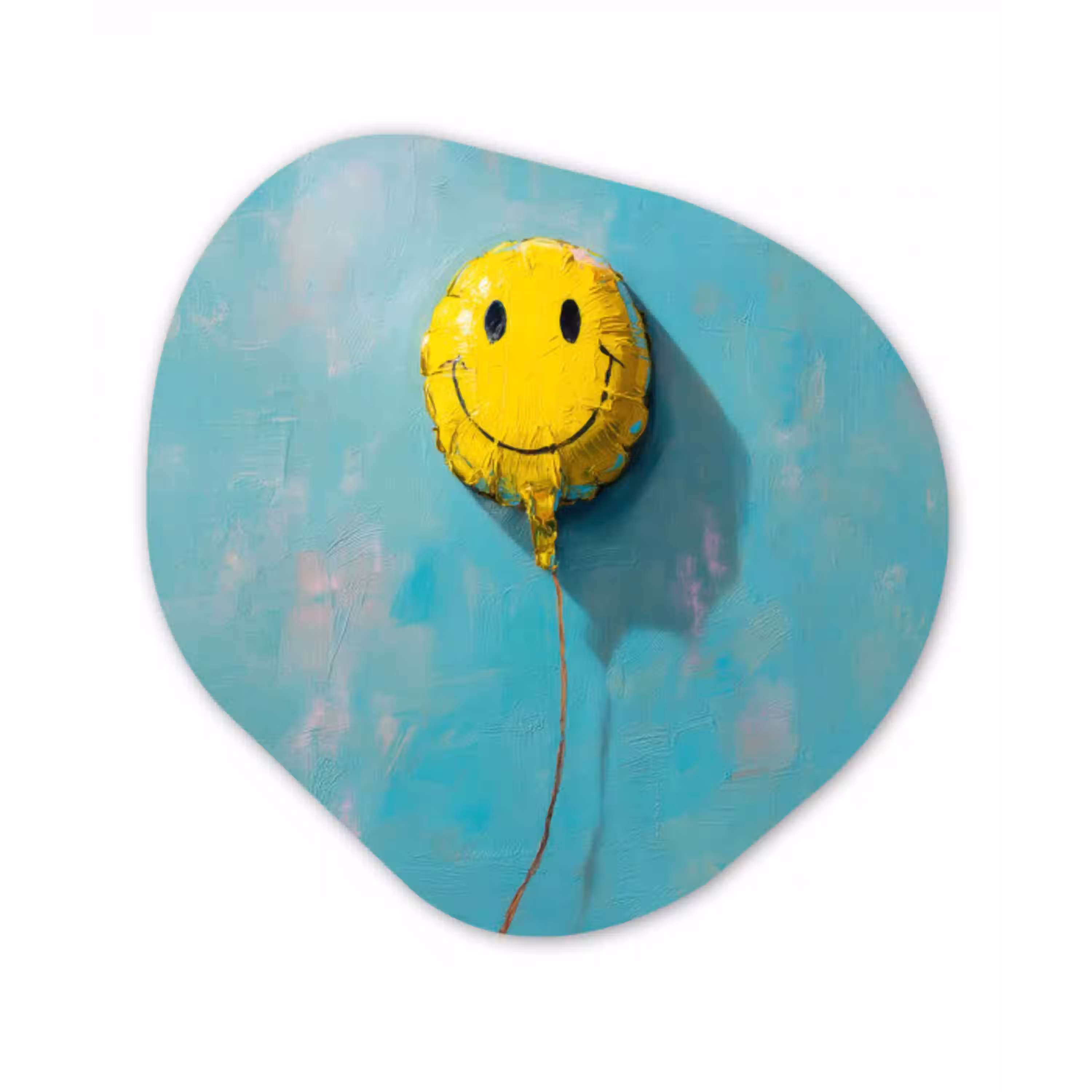 Ballon - Geel - Smiley Wandcirkel Organisch Plexiglas middel -3d