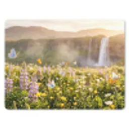 Vlinders - Waterval - Bloemenveld muismat rubber klein -3d