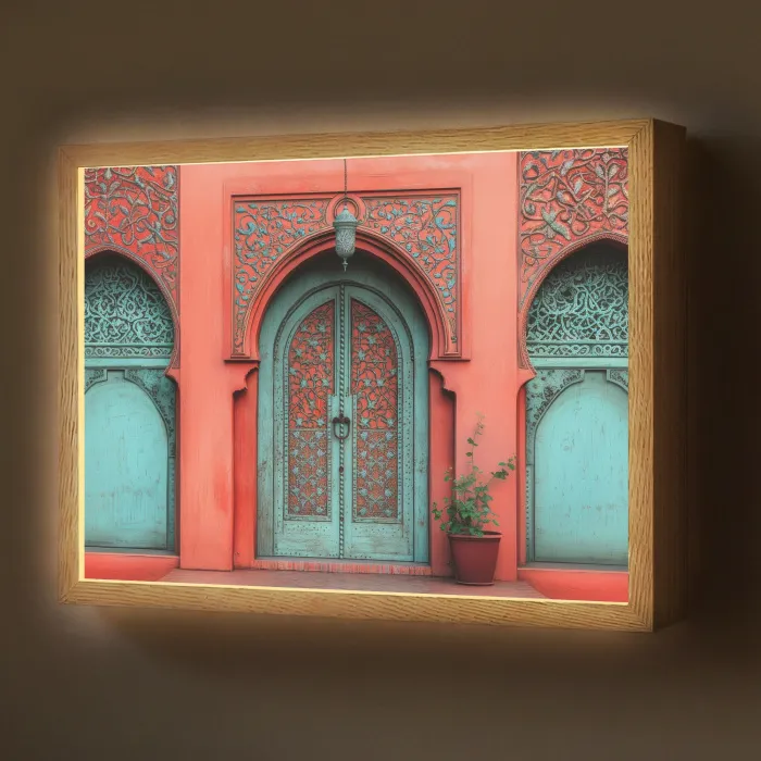 Lantaarn - Deur - Turquoise Light Box met batterij (Wandlamp) middel -z3d_website