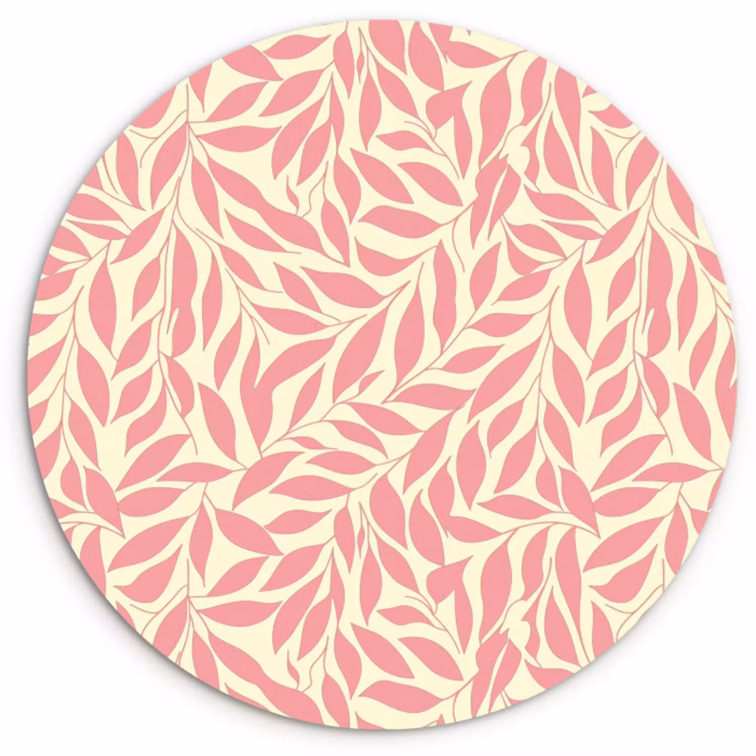 Roze - Bladeren - Dynamisch - Patroon Wandcirkel plexiglas klein 852 -3d