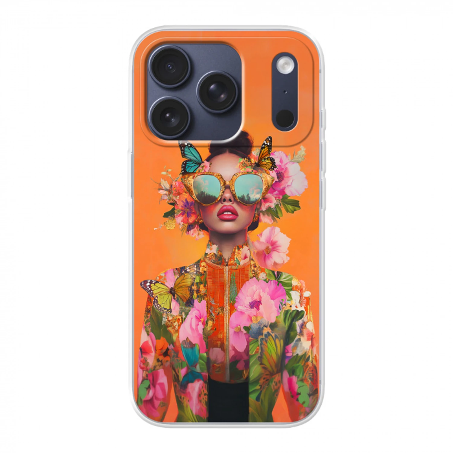 Vlinders - Vrouw - Zonnebril - Kleurrijk Telefoonhoesje iPhone 17 Pro klein -3d