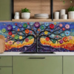 Levensboom - Mozaïek - Bloemen - Kleurrijk - Vrolijk keuken achterwand 2 middel -sfeer3