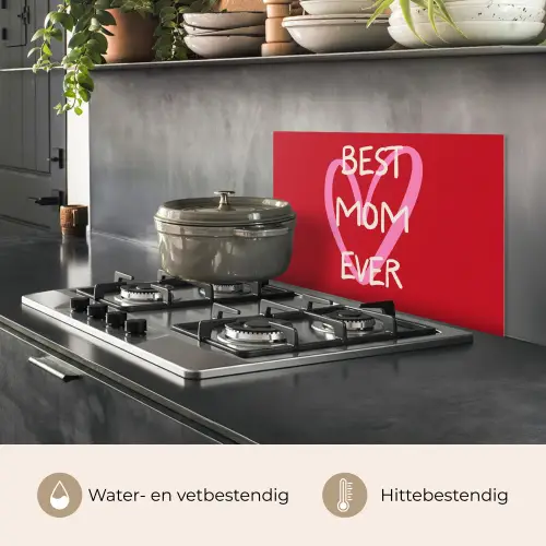 Moeder - Quote - Hartje - Rood keuken achterwand spatscherm klein -usp_NL