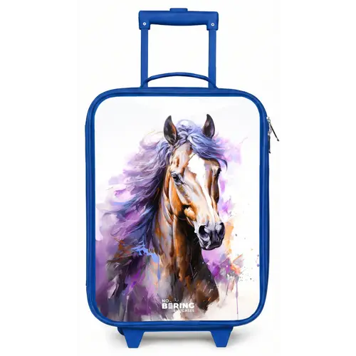 Aquarel paard met paarse manen Kinderkoffer - Blauw klein -zz3dotto