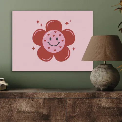 Bloem - Roze - Hartjes PET vilt klein -sfeer2