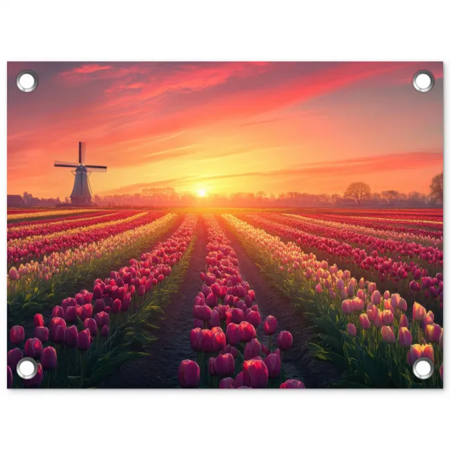 Windmolen - Zonsondergang - Landschap tuinposter los doek klein -3d