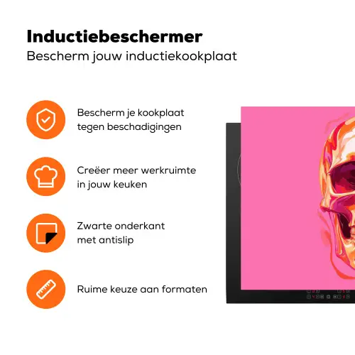 Felroze - Tanden - Schedel Inductie beschermer vinyl 3mm klein -zzzzzzz-td-ups