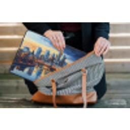 Zonsondergang Frankfurt - Stad - Skyline - Water laptophoes neopreen klein -tas
