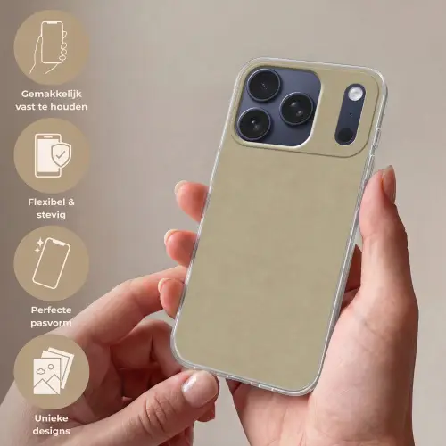 Zandkleur - Korrelige structuur - Beton Telefoonhoesje iPhone 17 Pro klein 878 -sfeer3_NL