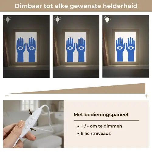 Handen - Twee - Ogen - Blauw Light Box met kabel (Tafellamp) klein -USP_dimbaarNL