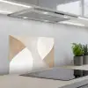 Bruin - Japandi - Abstract keuken achterwand spatscherm klein -3d_schuin