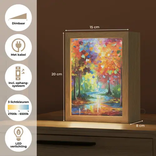 Landschap - Bos - Kleuren - Natuur Light Box met kabel (Tafellamp) klein -USP_NL