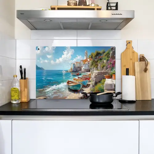 Boten - Rotsen - Zee - Zon Inductie beschemer met haakjes klein -sfeer2