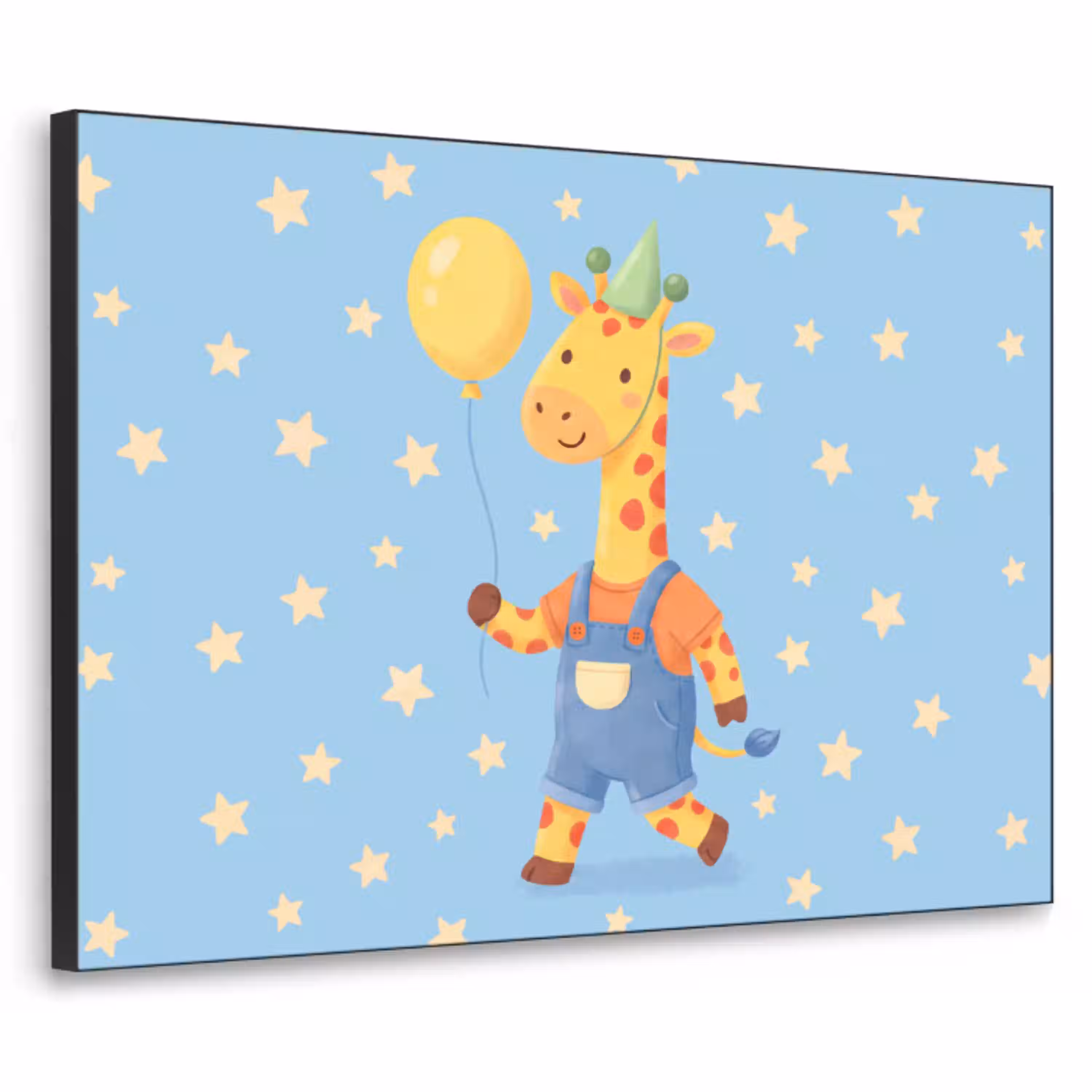 Dieren - Giraffe - Ballon - Feest - Kinderkamer Textielframe zwart klein -3d