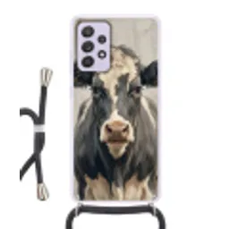 Koe - Portret - Dieren - Modern Hoesje Samsung Galaxy A52 5G met koord klein -3d