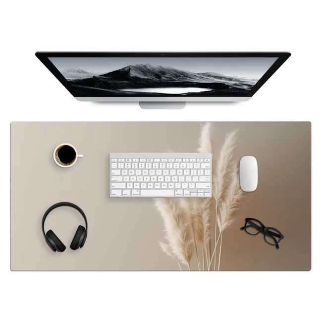 Desk Mat - pampas grass-plumes-pastel-white