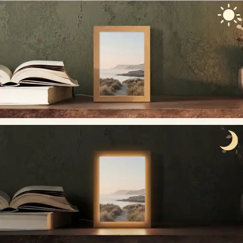 Landschap - Kust - Duinen Light Box met kabel (Tafellamp) klein -sfeer3