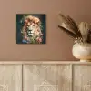 Leeuw - Leeuwenkop - Wilde dieren - Bloemen aluminium wit klein -sfeer4