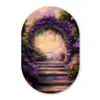 Poort - Paars - Bloemen Wandcirkel Ovaal Glas middel -3d