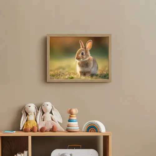 Konijntje - Bruin - Gras Light Box met batterij (Wandlamp kind) middel -sfeer2_kind