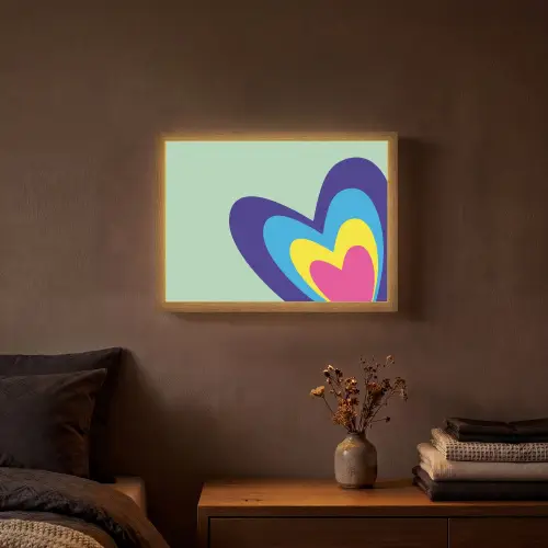 Hartjes - Kleurrijk - Valentijn Light Box met batterij (Wandlamp) middel -sfeer4