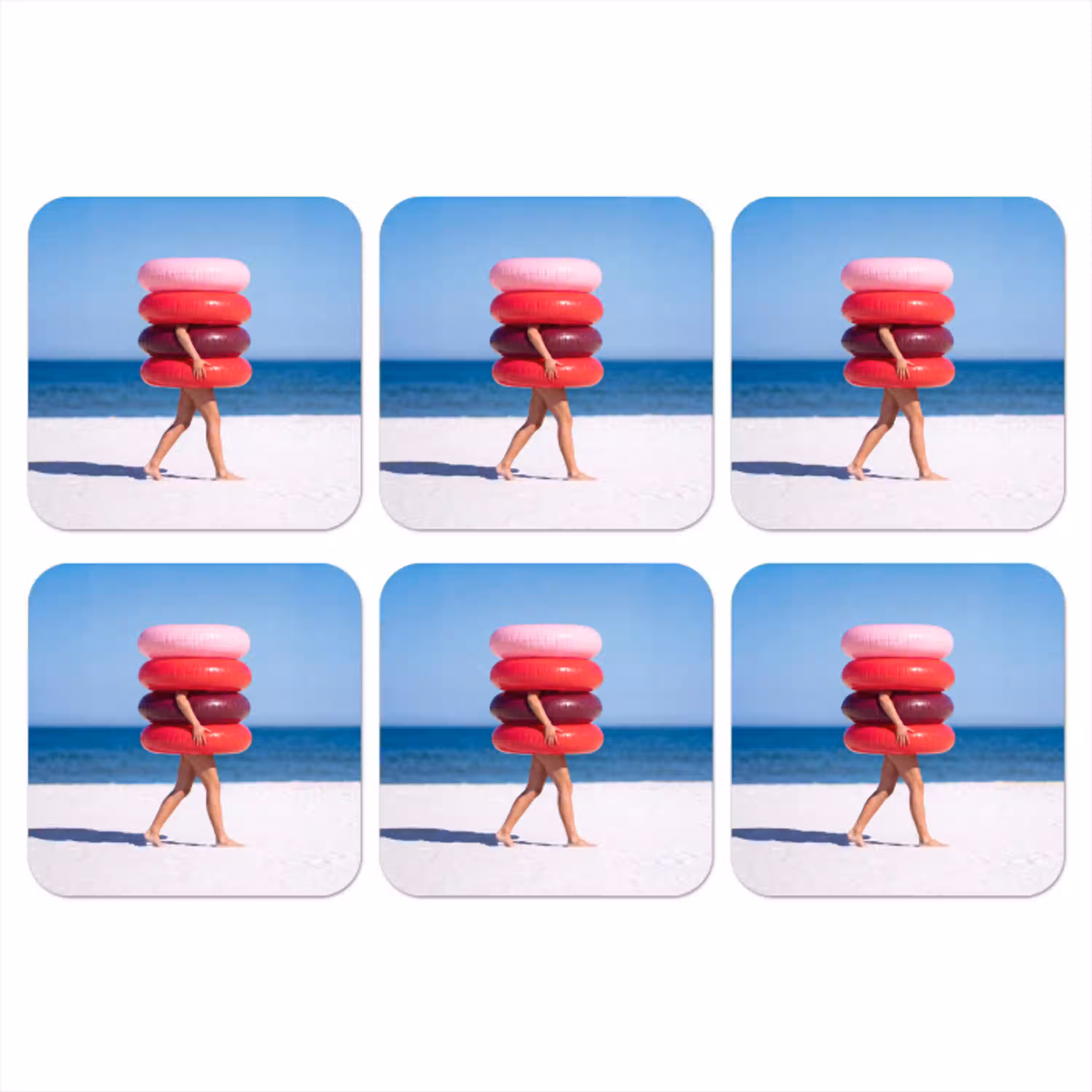 Mensen - Strand - Zomer - Recreatie - Kleurrijk onderzetter kurk middel -3d