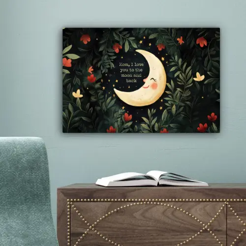 Maan - Quote - Bloemen - Sterren canvas 2cm klein -sfeer4