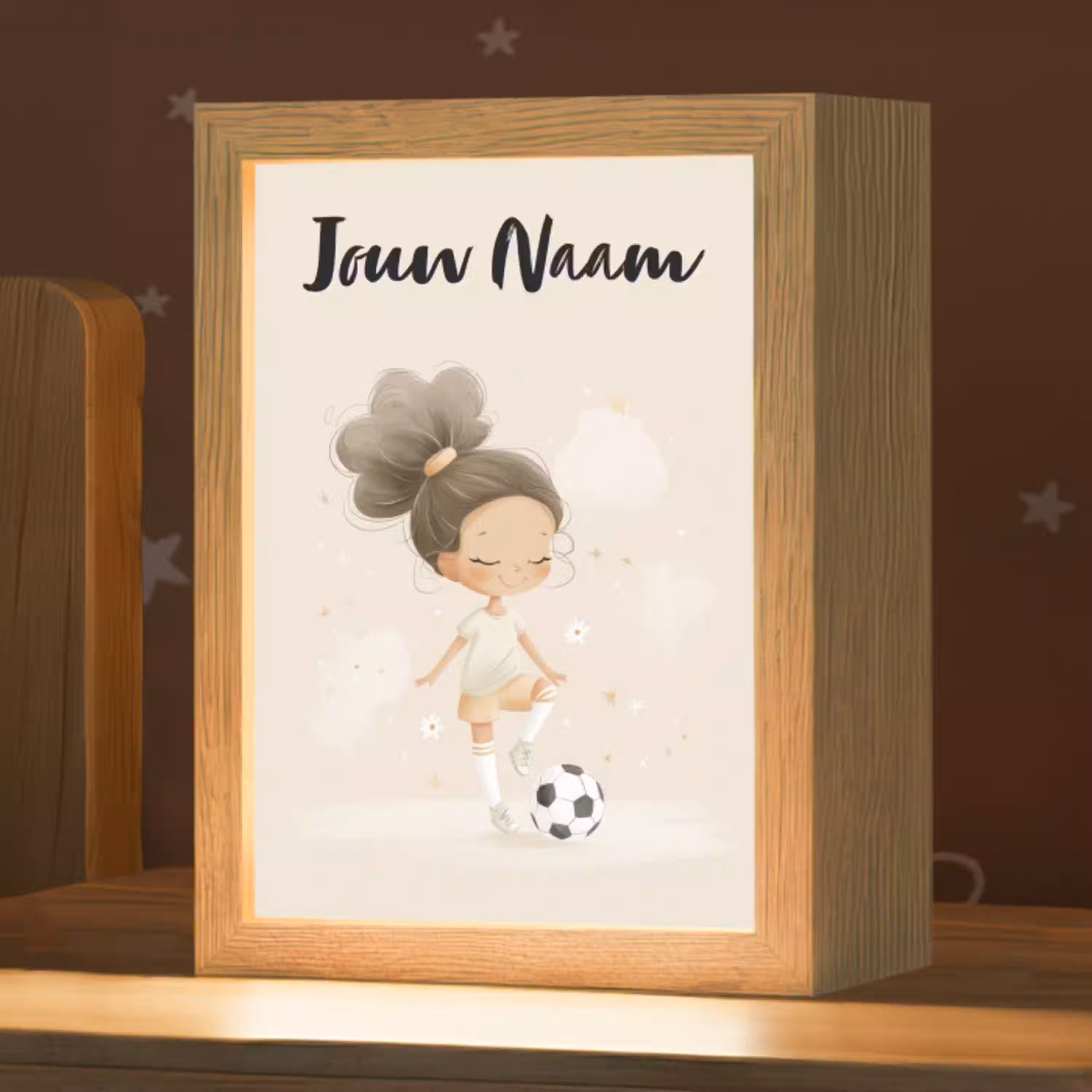 Meisje - Knot - Bruin - Voetbal Light Box met kabel (Kinderlampje) klein -zzz_3d_website