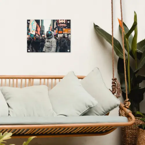 Stad - Mensen - Astronaut - Wit tuinposter los doek klein -sfeer7