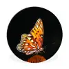Vlinder - Bloemen - Insect - Portret - Zwart - Oranje Wandcirkel aluminium klein -3d