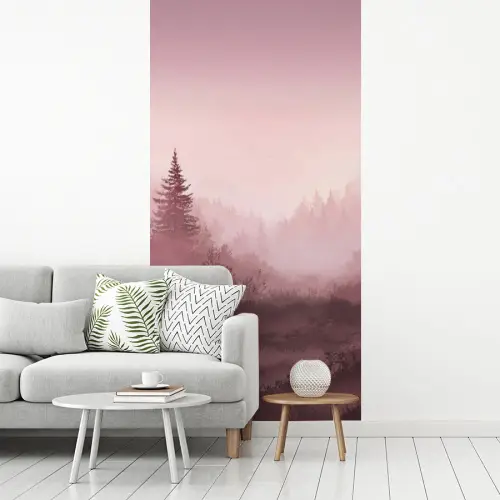 Landschap - Mistig - Roze fotobehang vinyl groot -woonkamer