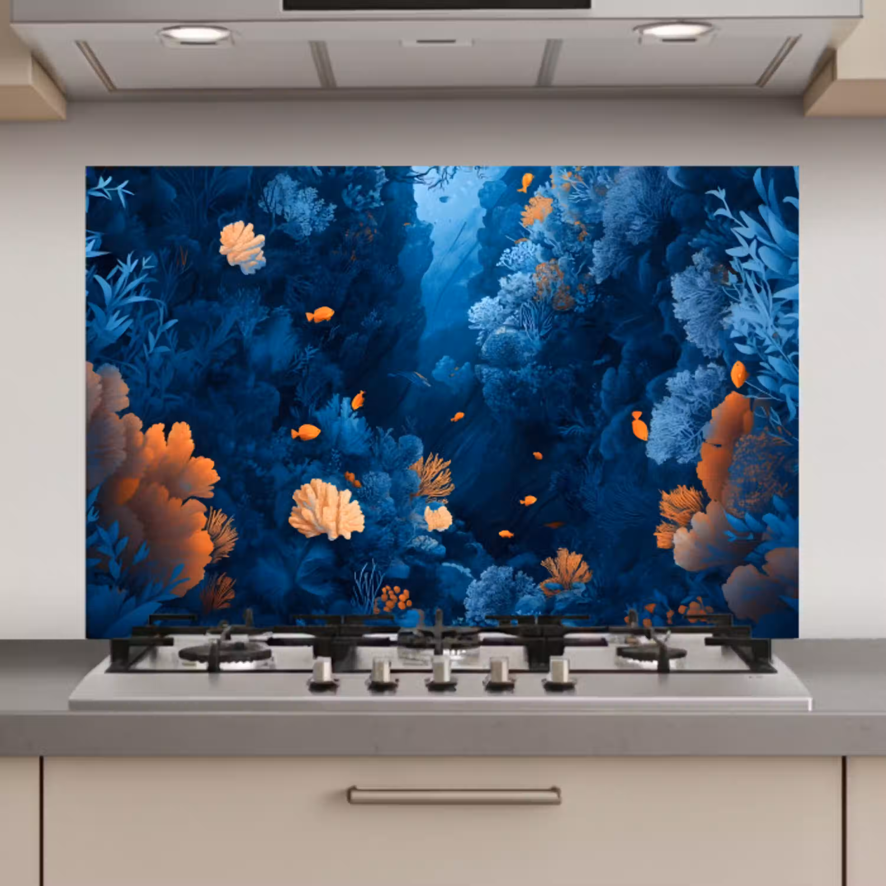 Koraalrif - Vissen - Oceaan - Blauw keuken achterwand spatscherm klein -3d_website