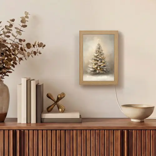 Kerst - kerstboom - Sneeuw - Art Light Box met kabel (Tafellamp) klein -sfeer2