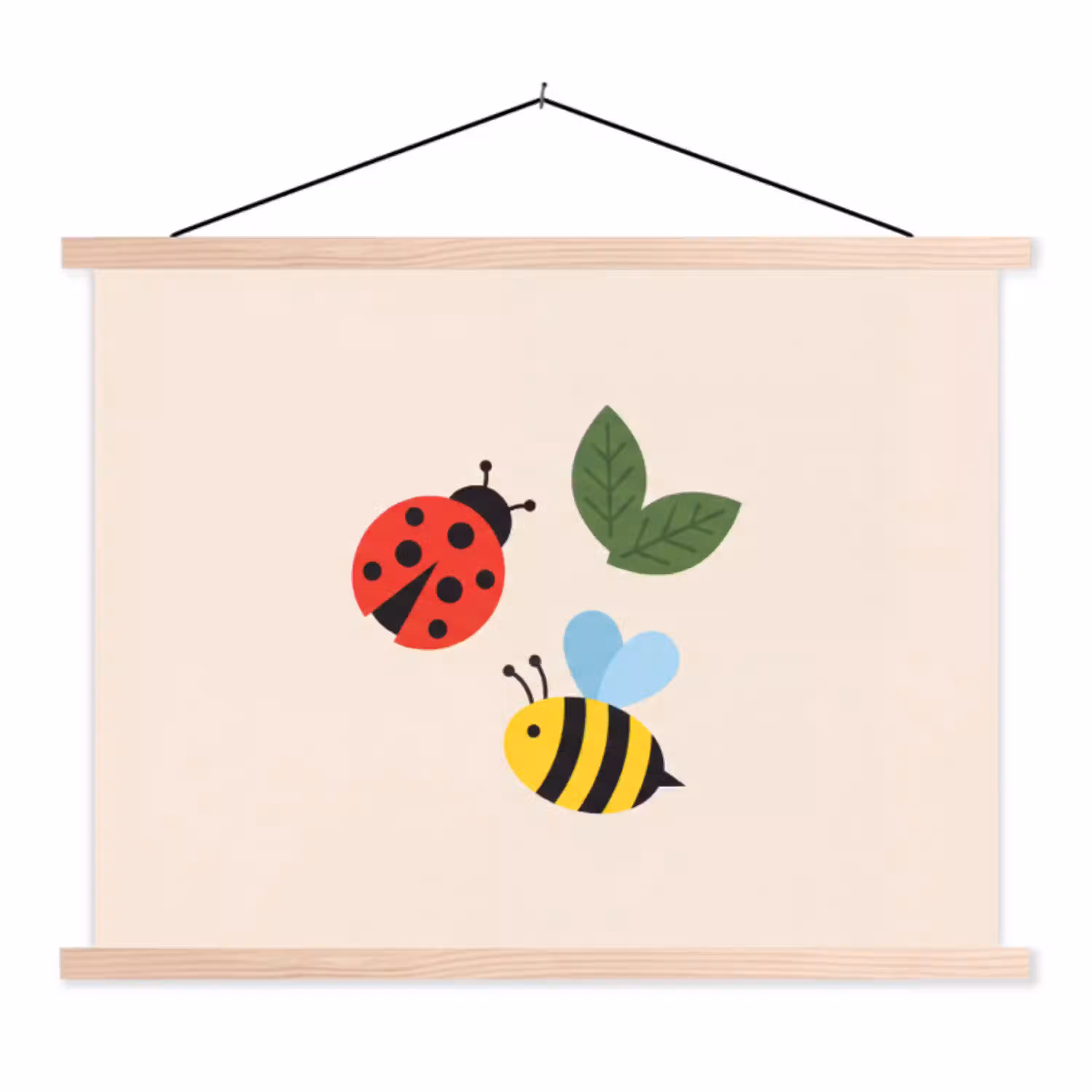 Insect - Blad - Natuur - Speels - Illustratie textielposter latten blank klein -3d