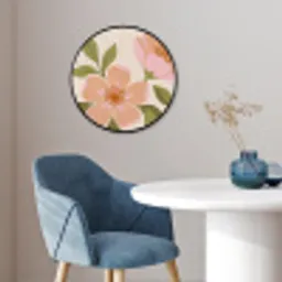 Grafisch - Bloemen - Roze Fotolijst rond zonder passe partout klein -sfeer2
