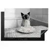 Kat - Siamees - Zwart Wit - Schattig - Dieren Inductie beschermer vinyl 3mm klein -3d