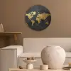 Wereldkaart - Goud - Marmer Akoestische PET Vilt - Rond klein -sfeer1