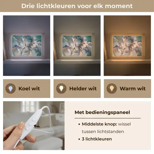 Goud - Blauw - Marmer Light Box met kabel (Tafellamp) klein -USP_lichtkleurNL