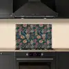 Botanisch - Patroon - Blauw keuken achterwand spatscherm klein 900 -sfeer1