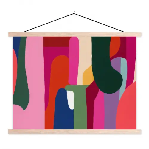 Kleurvakken - Recht - Rond - Abstract textielposter latten blank klein -3d
