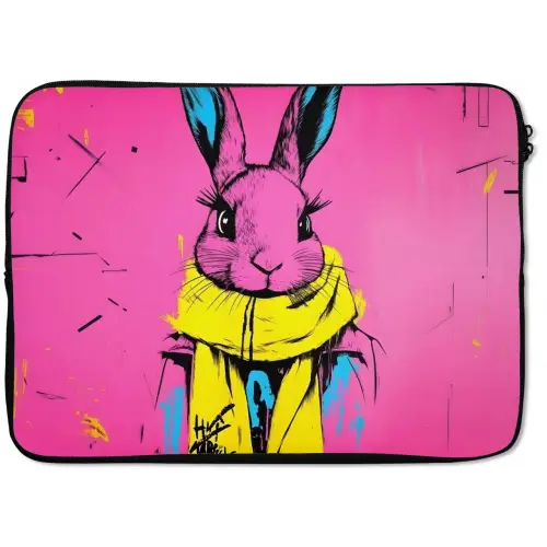 Konijn - Felroze - Sjaal - Abstract laptophoes neopreen klein -zkaufland3dotto