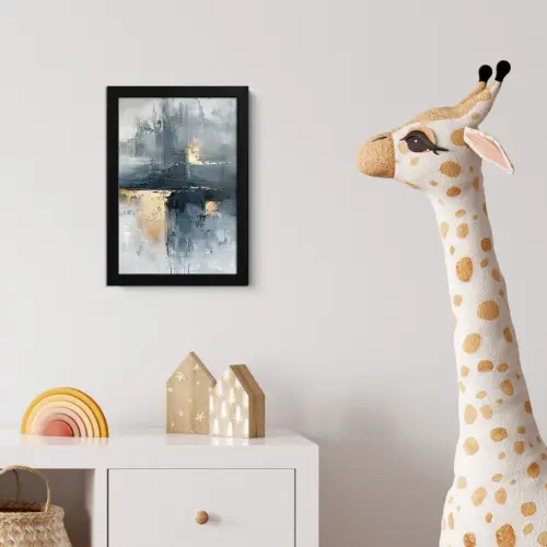 Kunst - Grijs - Goud - Abstract fotolijst zwart zonder passe partout klein -usfeer4_kinderkamer