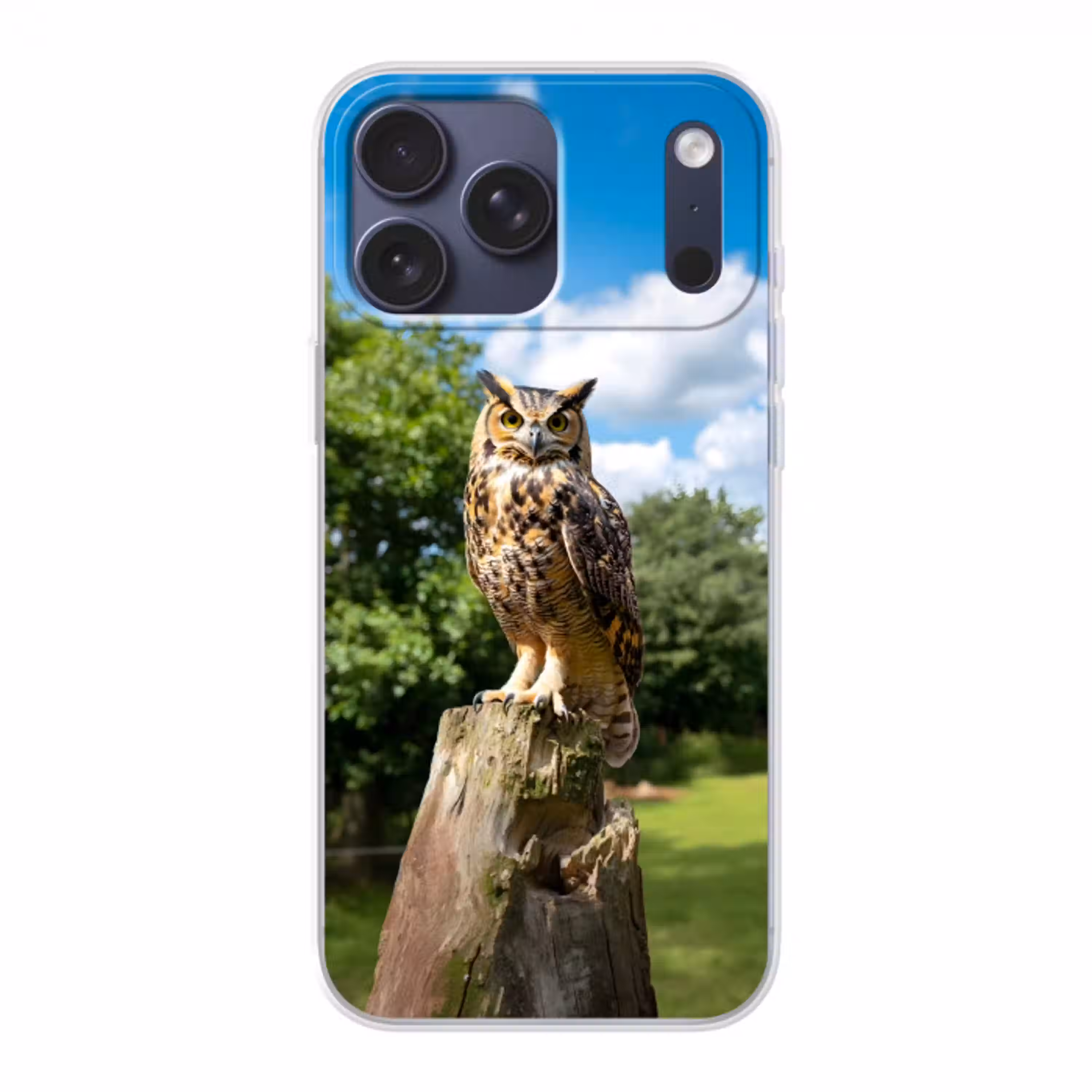 Uil - Boomstronk - Bos - Lucht Telefoonhoesje iPhone 17 Pro Max klein -3d