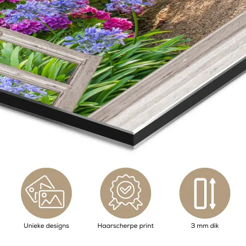 Hortensia - Doorkijk - Bloemen - Zomer - Paars - Pad aluminium wit klein -closeup_NL